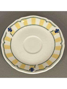 Noritake Homecraft Summer Estate Saucer Plate Ireland Yellow Stripe Floral 6.25"